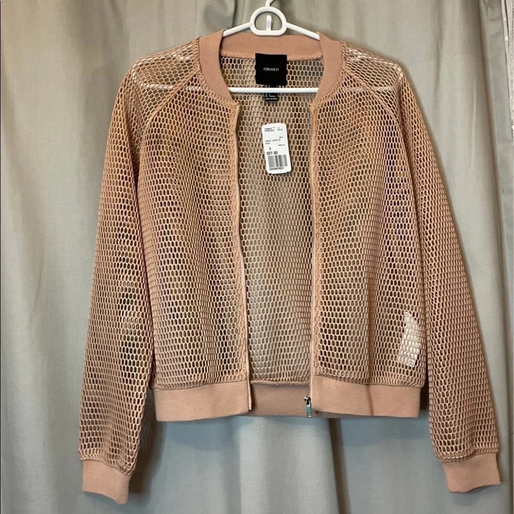 fishnet bomber jacket